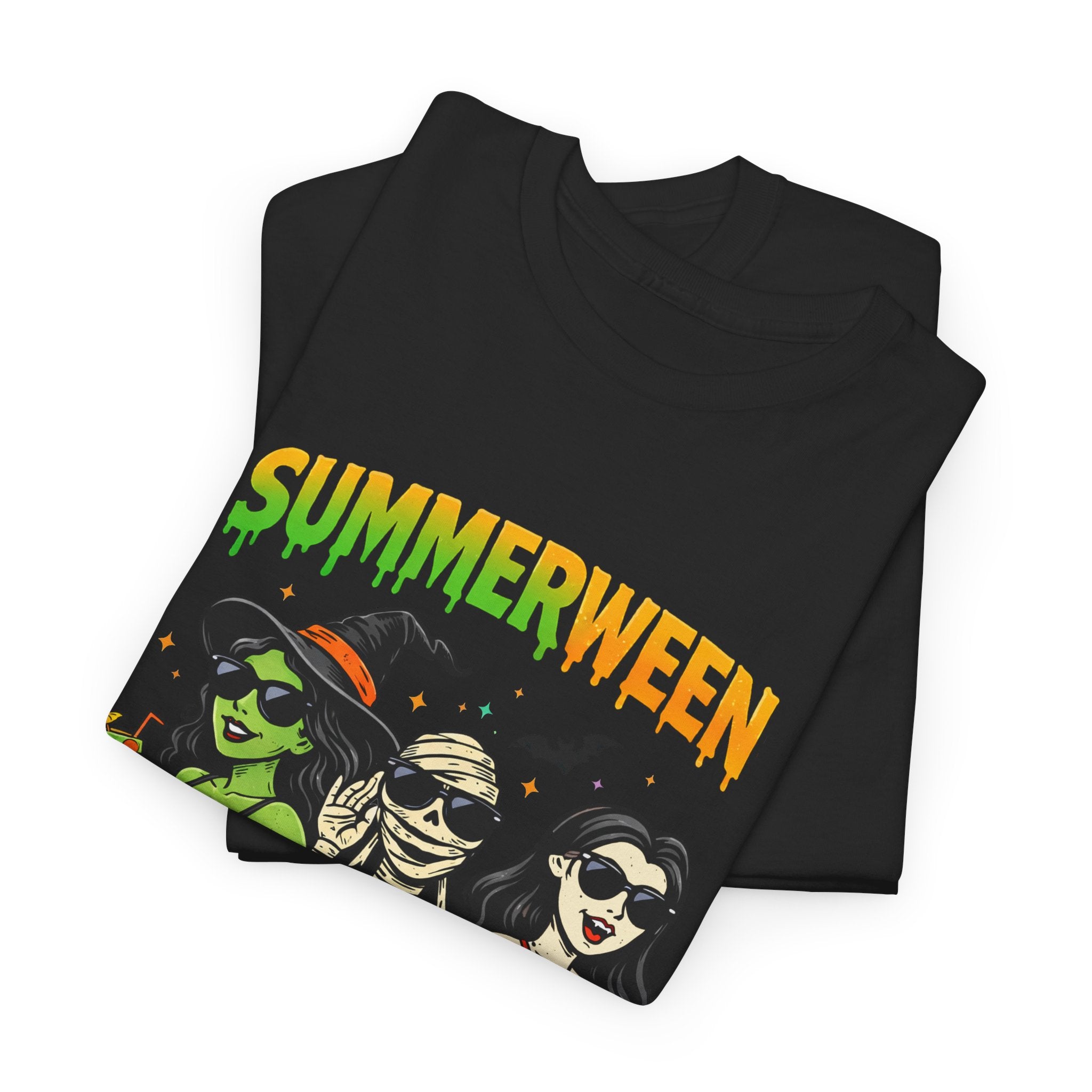 Summerween Spooky Summer Party T-Shirt — Retro Pin-Up Monster Bikini Shirt