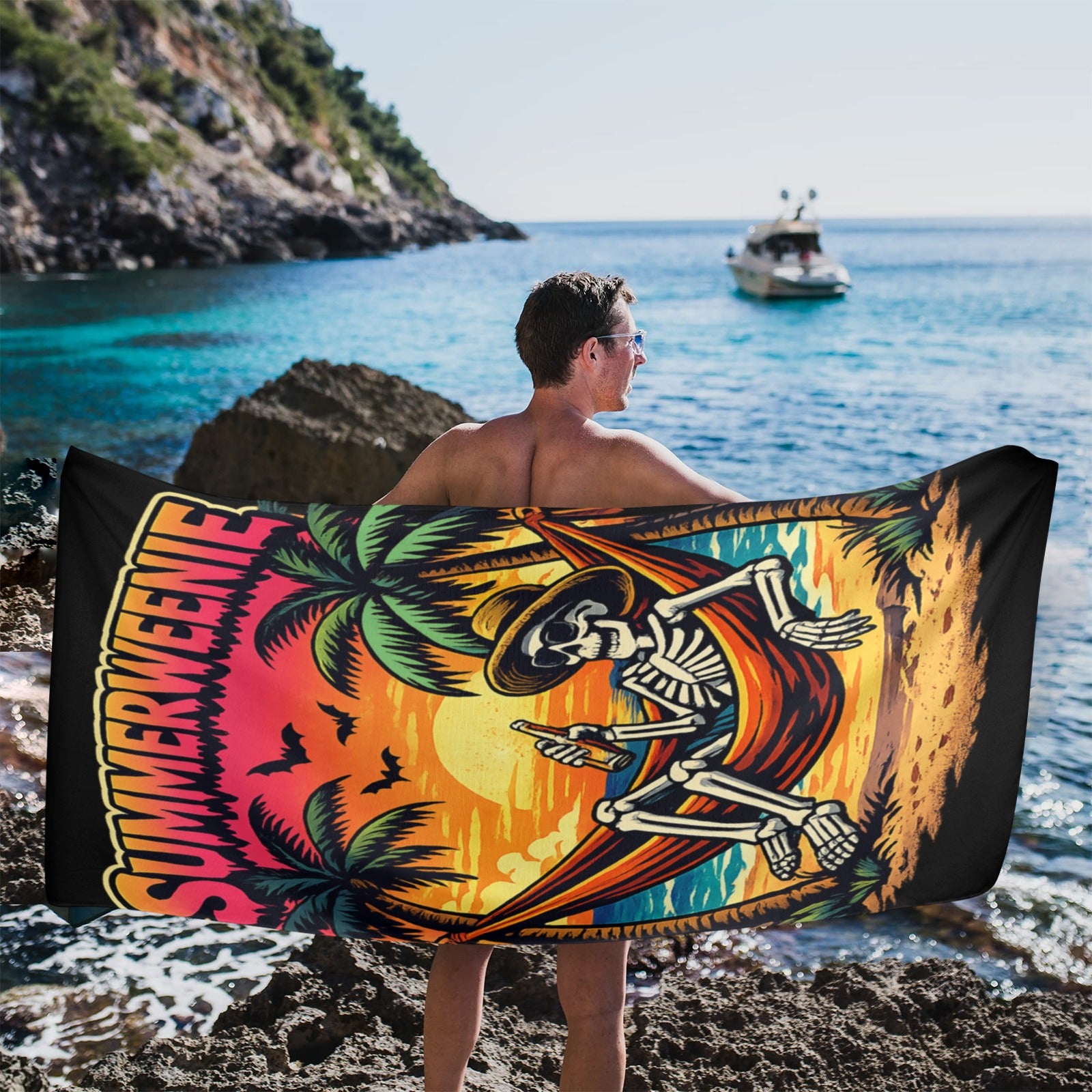 Summerweenie Skeleton Sunset Beach Towel