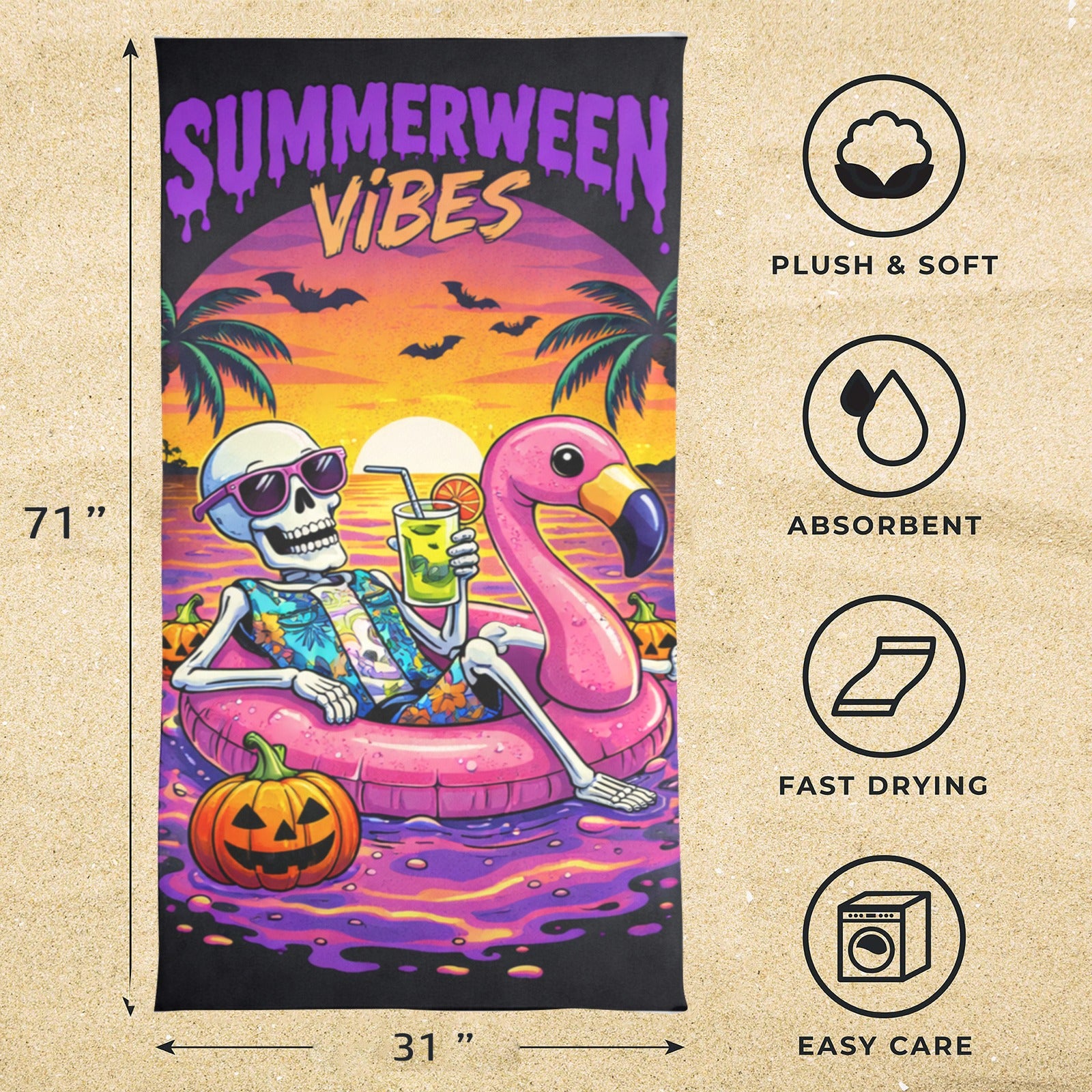 Summerween Vibes Beach Towel