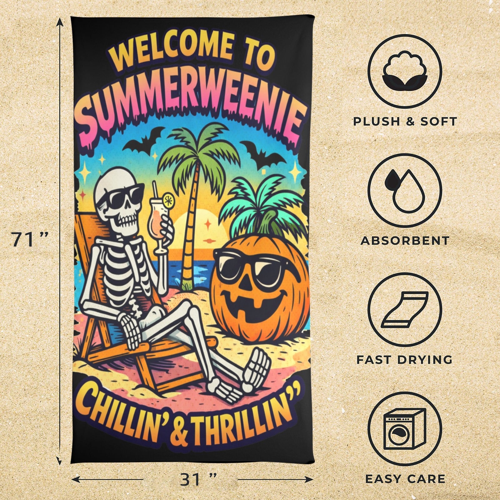 Chillin & Thrillin Beach Towel