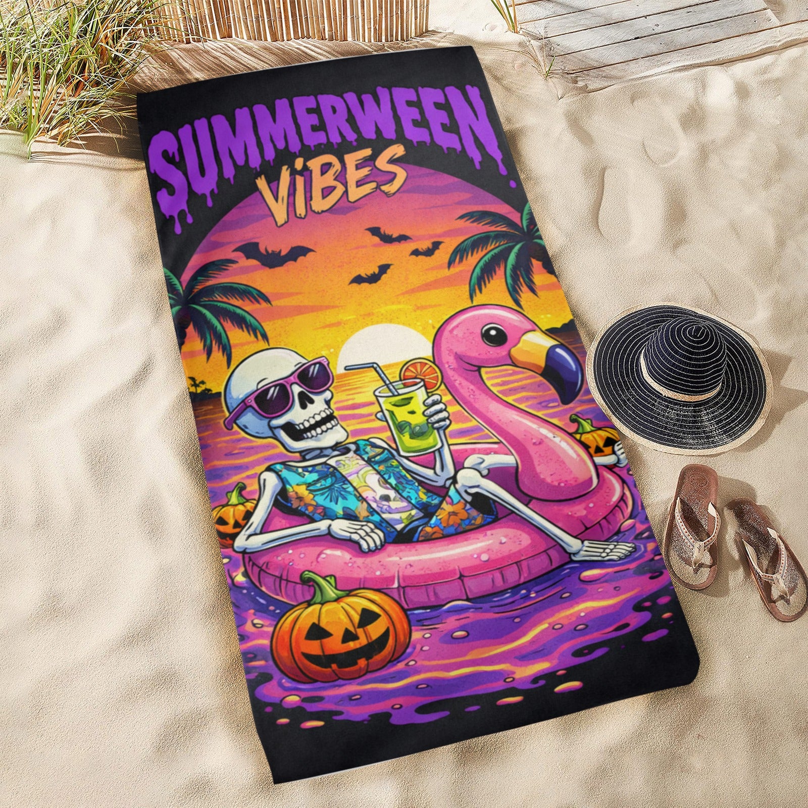 Summerween Vibes Beach Towel