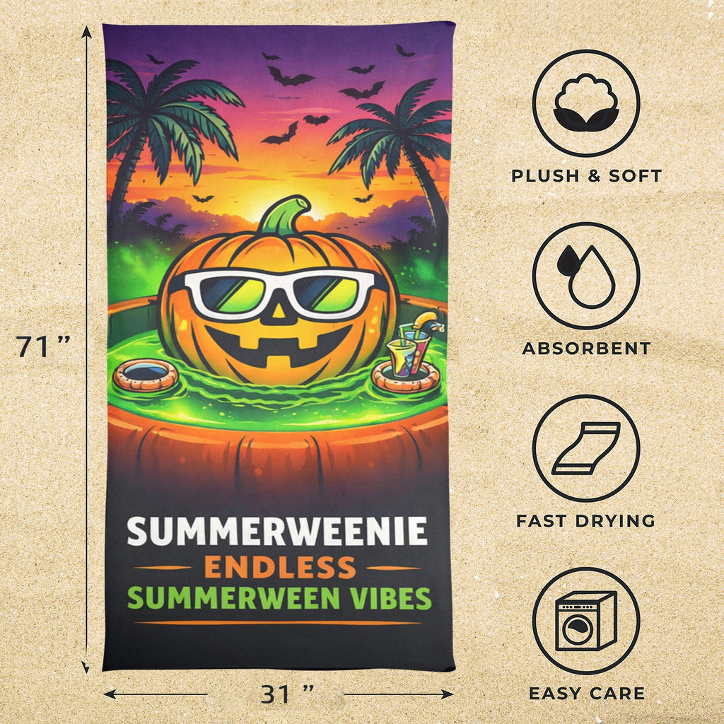 Pumpkin in pool Beach Towel