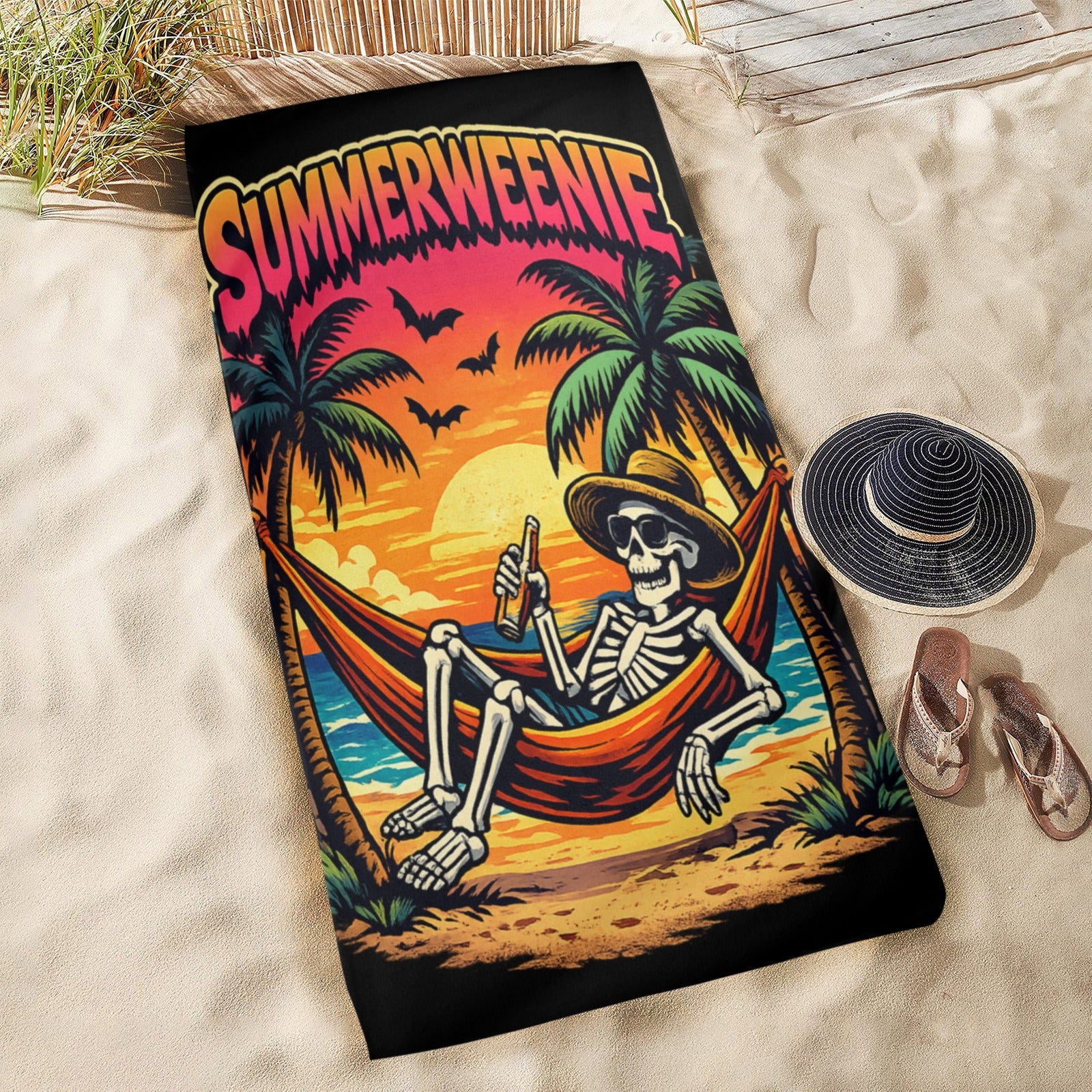 Summerweenie Skeleton Sunset Beach Towel