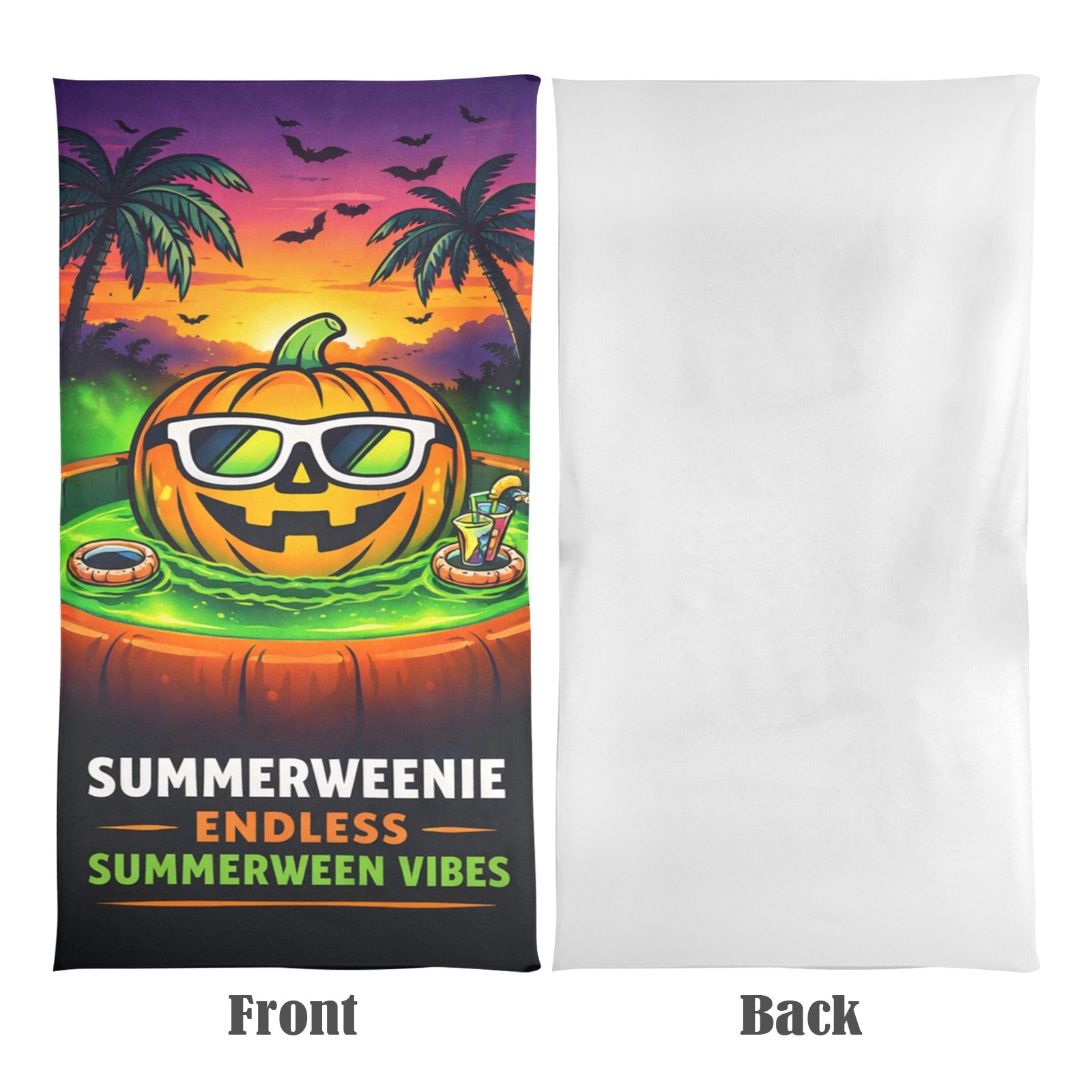 Pumpkin in pool Beach Towel